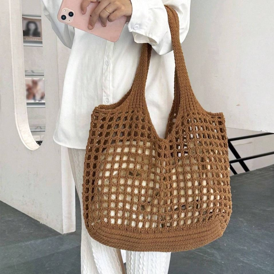 Shopping Knitted Hollow Beach Woven Female Shoulder Bags