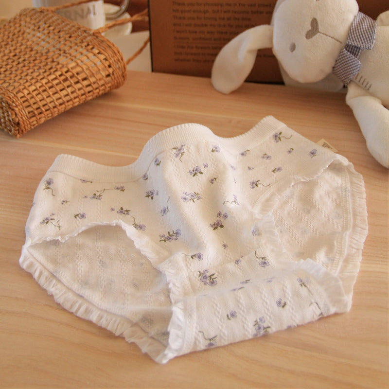 Cotton Antibacterial Crotch Female Comfortable Floral Panties