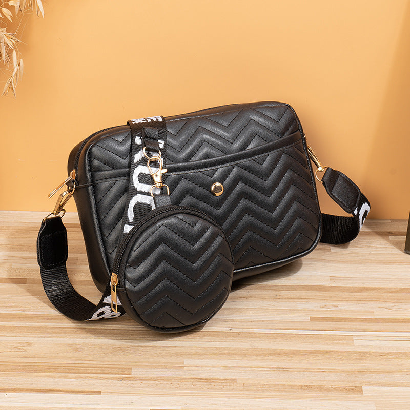 Women's Korean Style V Pattern Fashion Embroidery Crossbody Bags