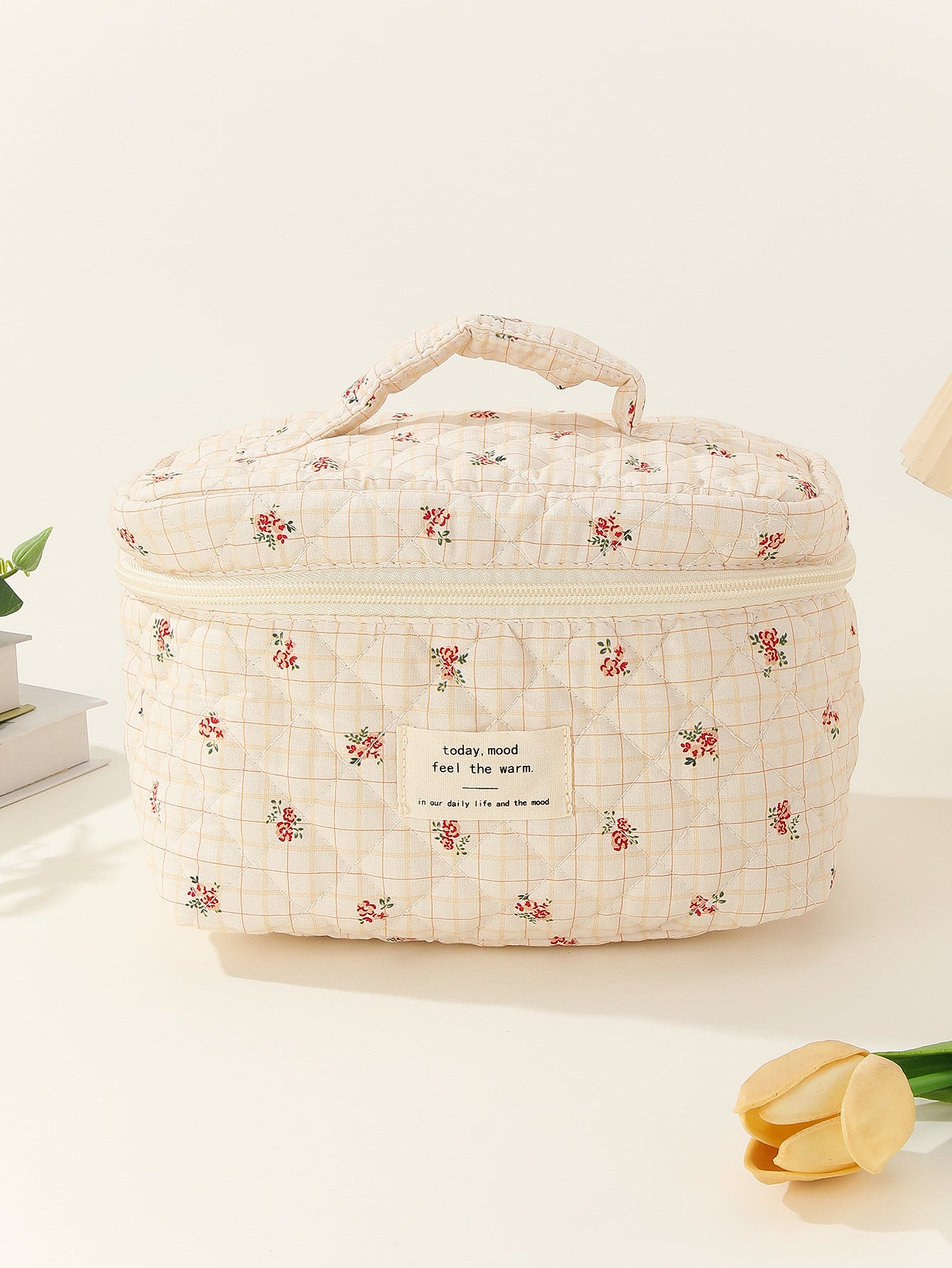 Floral Storage Carrying Quilted Cotton Cute Cosmetic Bags