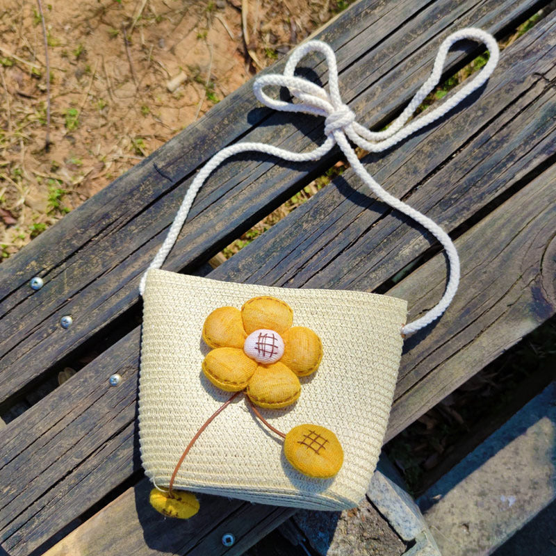 Children's Summer Weaving Straw Cute Mobile Western Phone Bags