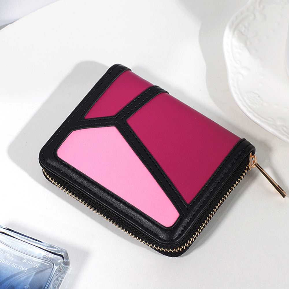 Women's Color Contrast Patchwork Single Zipper Multifunctional Large Capacity Ladies Wallets