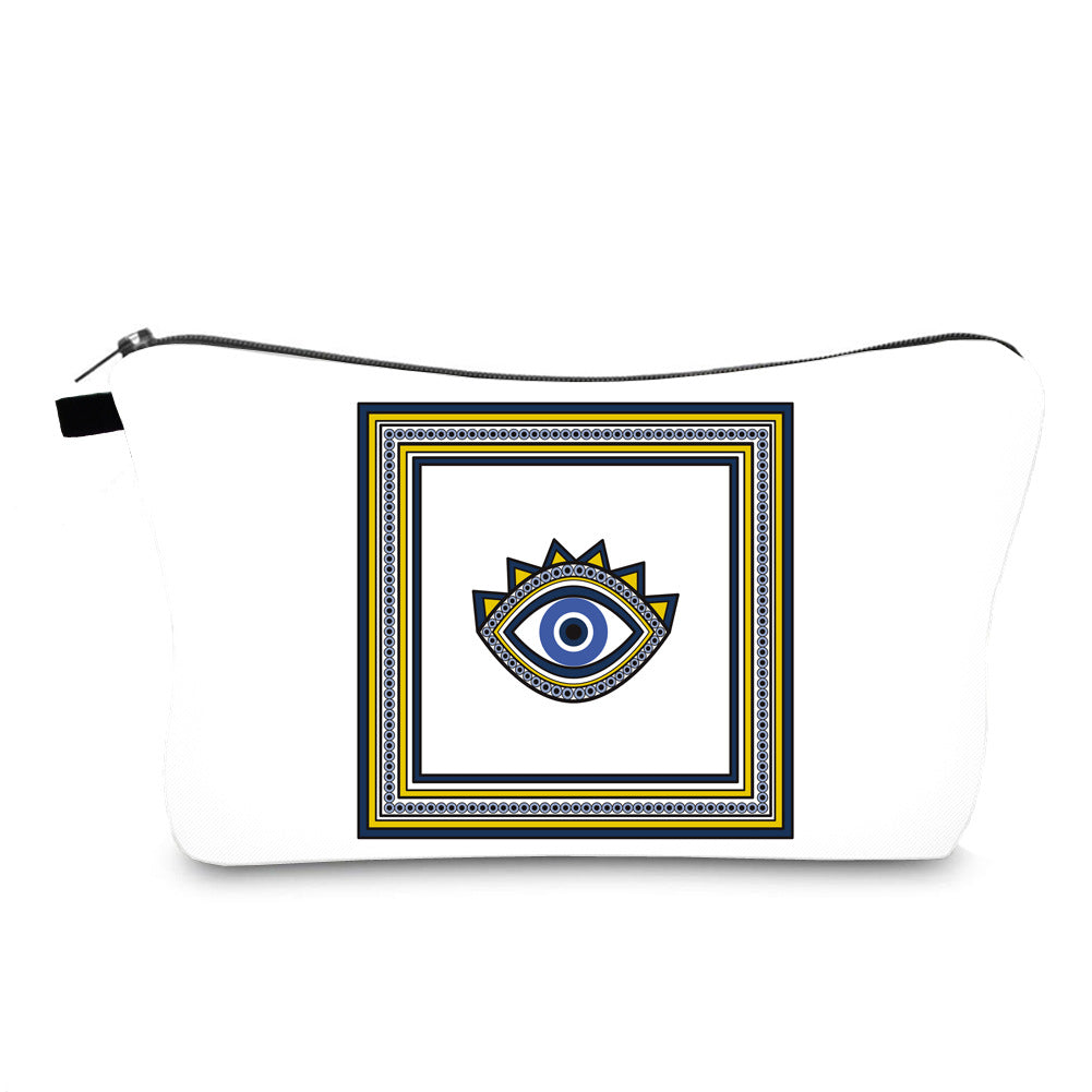 Women's Waterproof Evil Eye Printing Storage Portable Clutch Cosmetic Bags