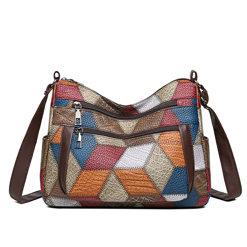 Mom Stitching Large Capacity Simple Retro Soft Backpacks