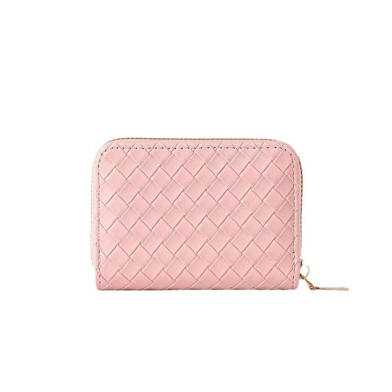 Women's Woven Short Simple Winter Pattern Zipper Purses