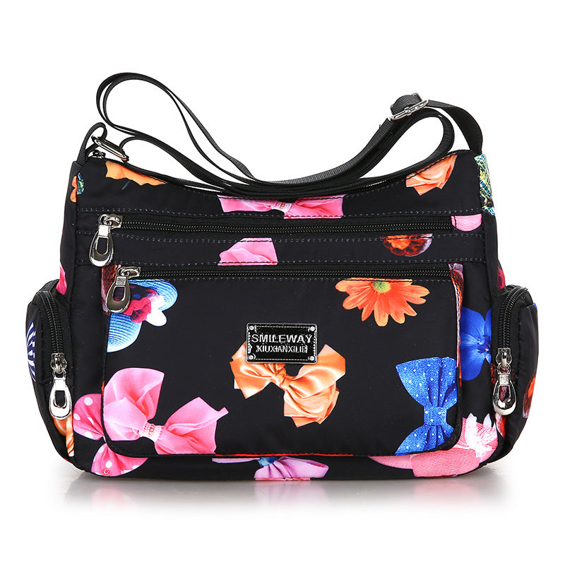 Women's Fashionable Printing Shopping Commuter Waterproof Nylon Shoulder Bags