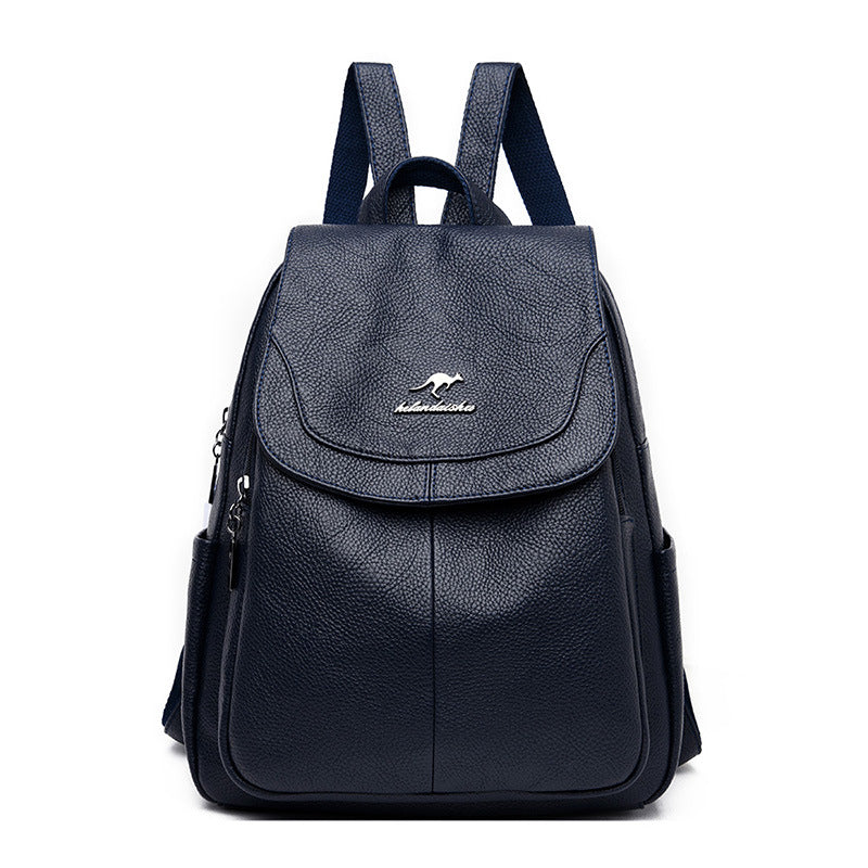 Women's Leather Tactile Feel Fashion Korean Large Backpacks