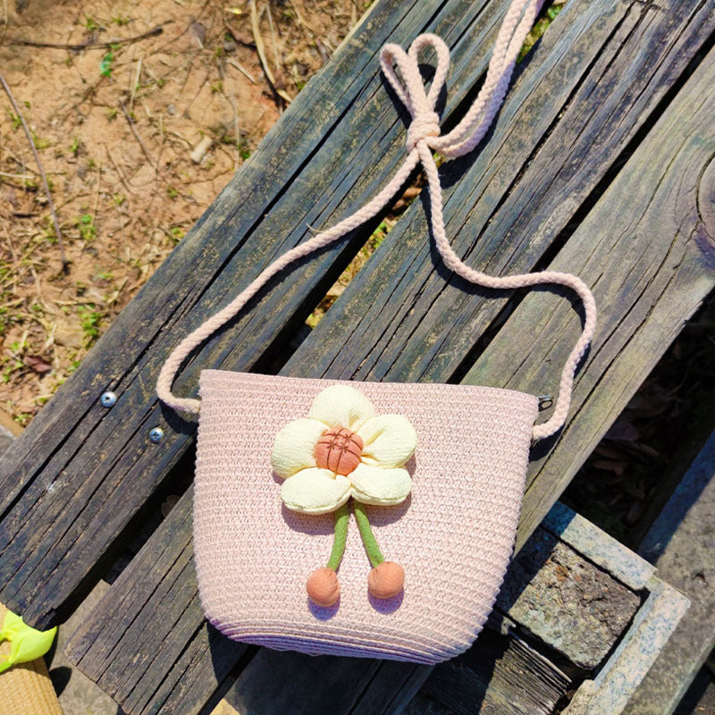 Children's Summer Weaving Straw Cute Mobile Western Phone Bags