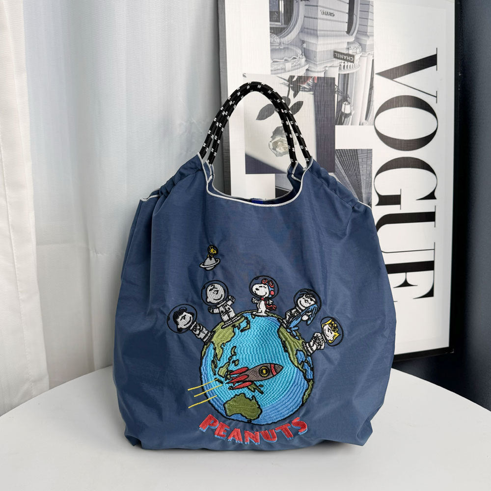 Car Embroidered Shopping Large Capacity Nylon Handbags
