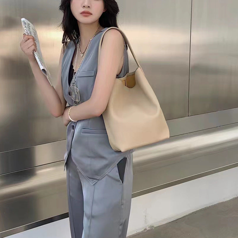 Women's Design Cowhide Large Capacity Versatile Simple Shoulder Bags