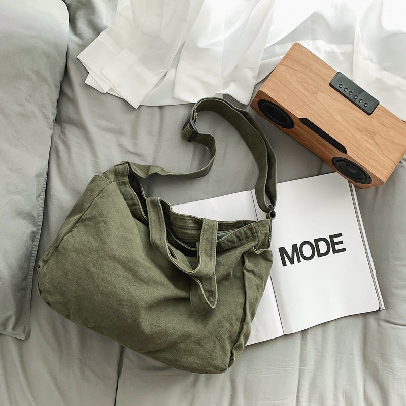 Women's Washed Canvas Large Capacity Totes Idle Style Shoulder Bags