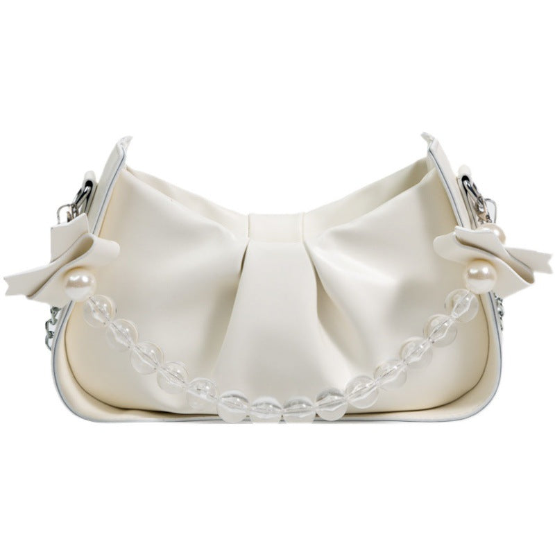 Women's Popular Pleated Underarm Fashion Pearl Chain Bags