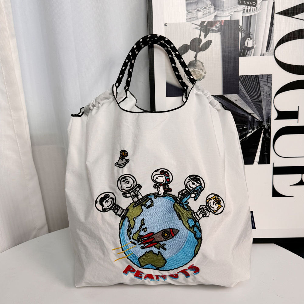 Car Embroidered Shopping Large Capacity Nylon Handbags