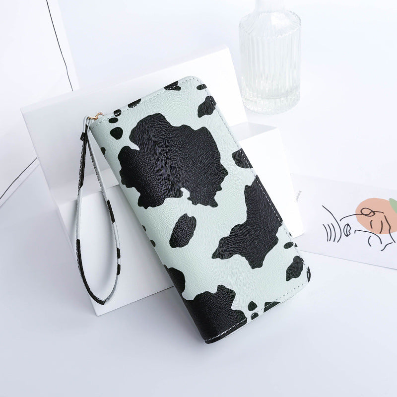 Women's Korean Style Contrast Color Cows Pattern Long Horizontal Ladies Wallet