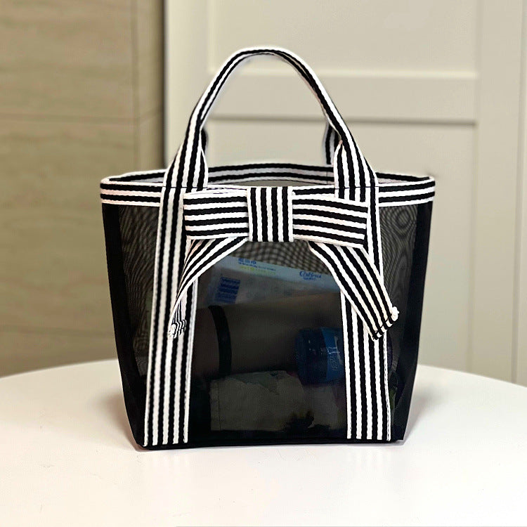 Transparent Mesh Hollow Portable Shopping Wash Handbags
