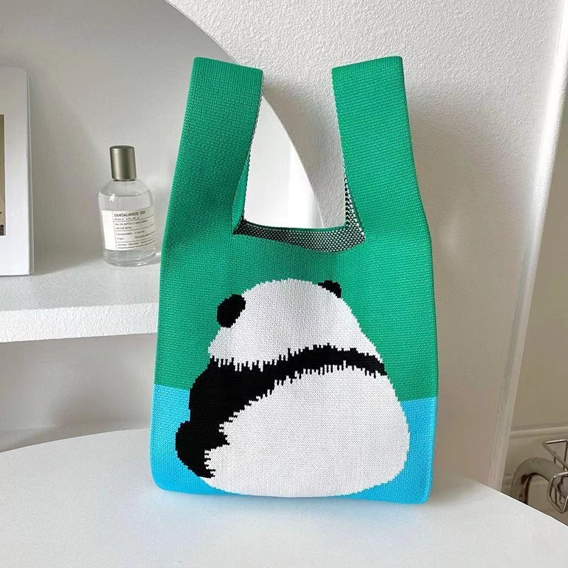 Women's Boat Festival Panda Knitted Wrist Handbags