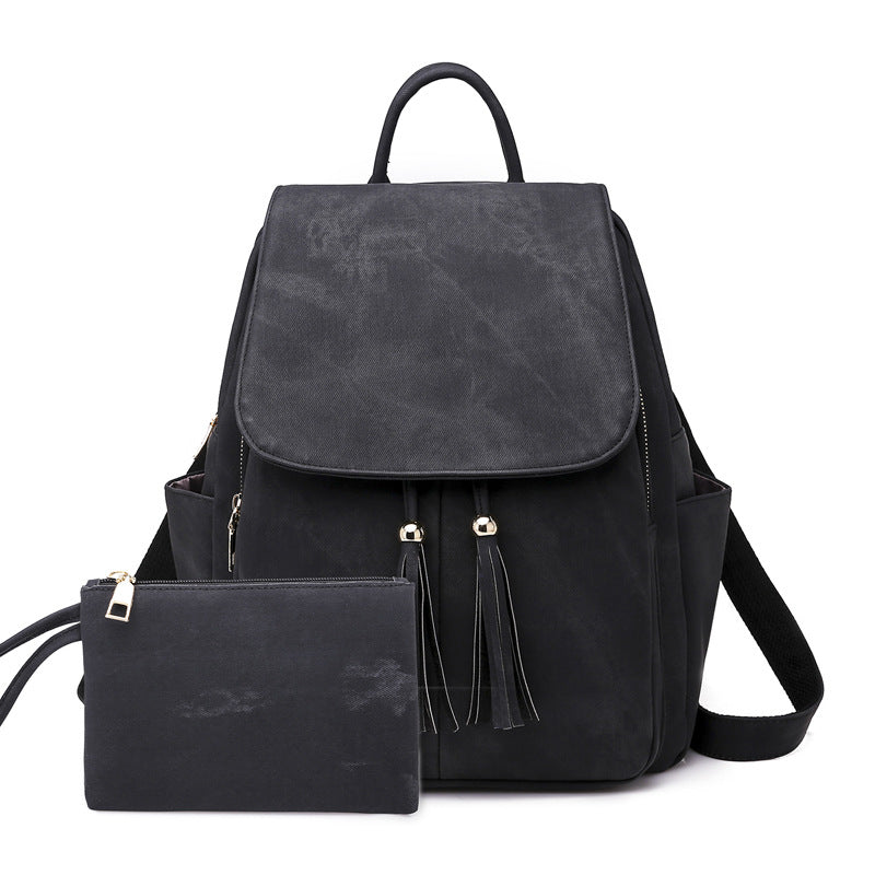 Women's Candy Color Large Capacity Trendy Tassel Backpacks