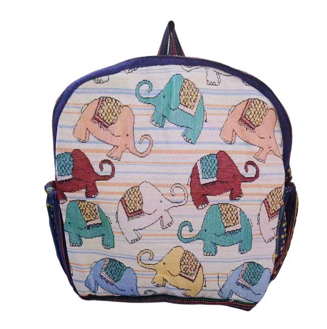 Style Gold Silk Embroidered Elephant National Backpacks