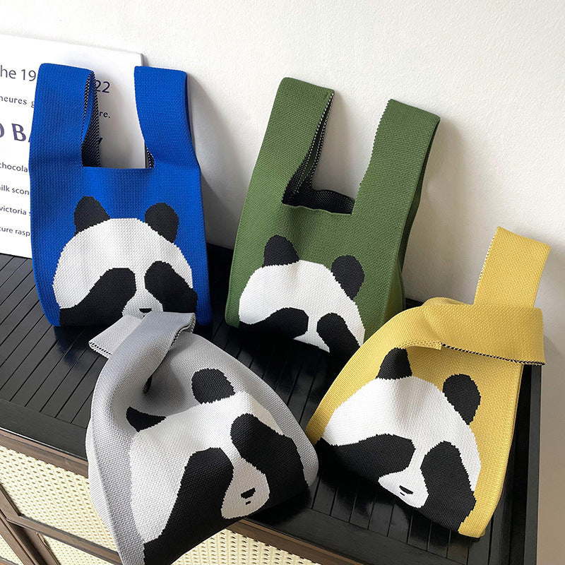 Women's Boat Festival Panda Knitted Wrist Handbags
