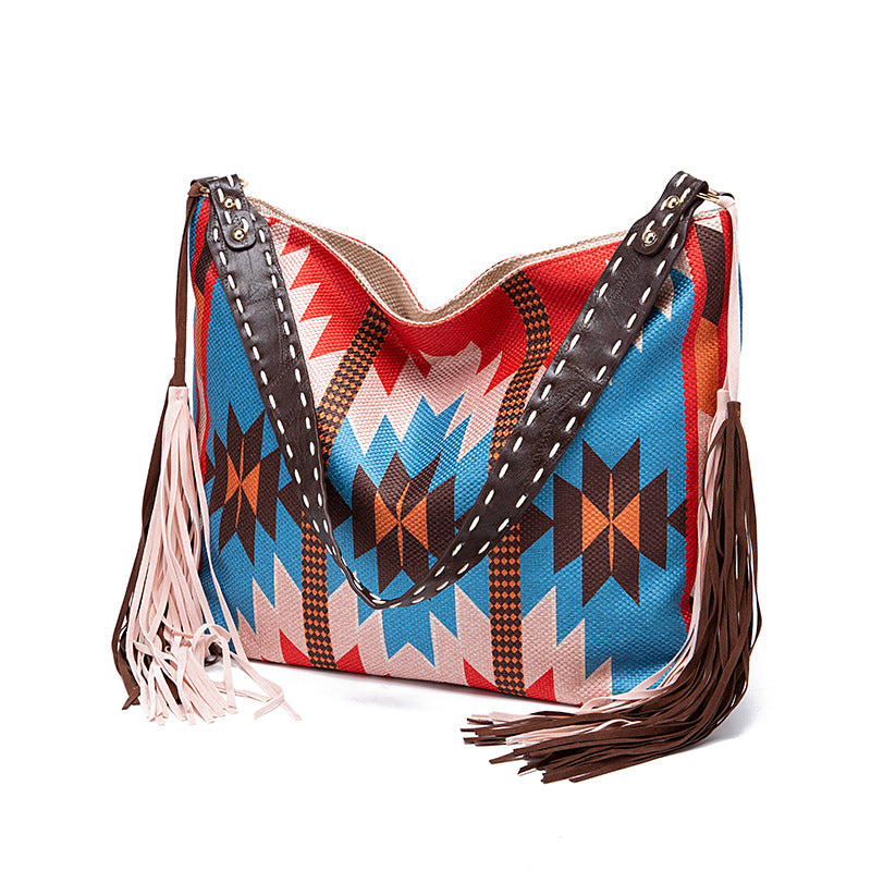 Women's Vintage Hand-woven Cotton And Linen Large Crossbody Bags