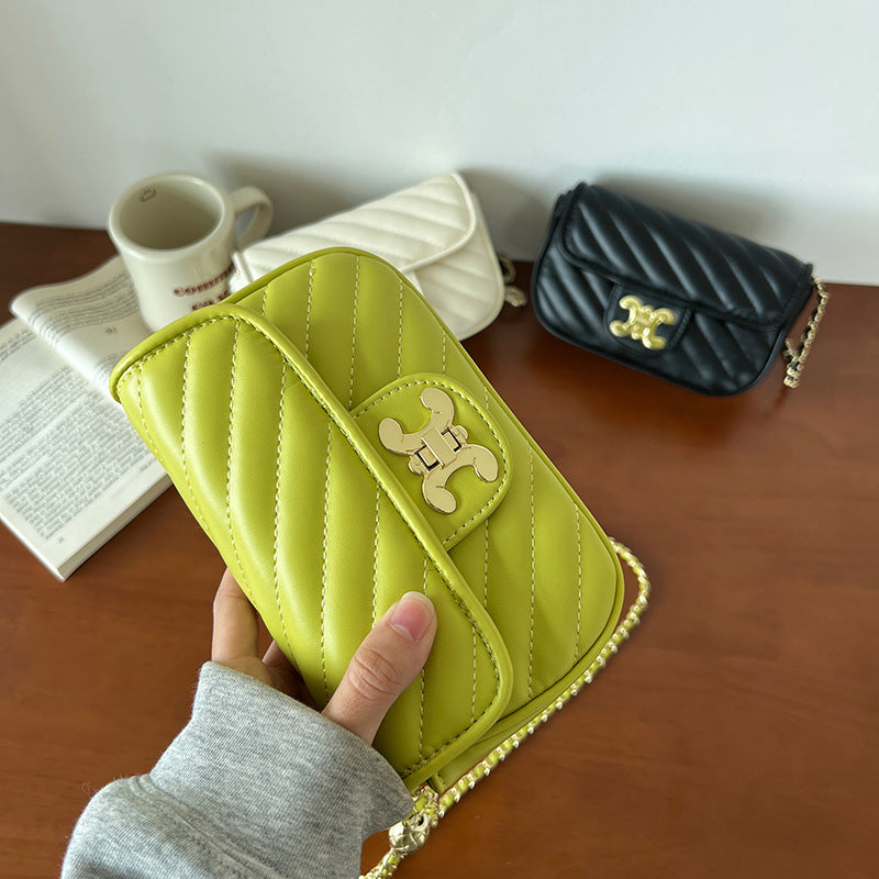 Texture Female Lucky Beads Diamond Style Chain Crossbody Bags