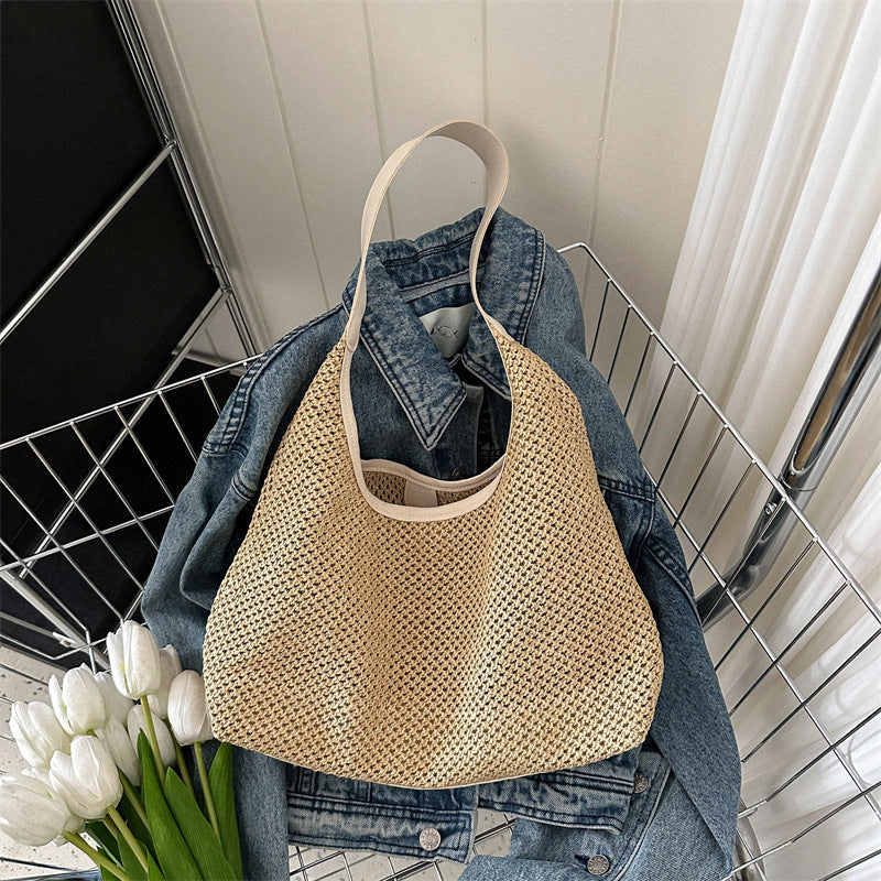 Women's Vintage Weave Straw Large Capacity Underarm Crossbody Bags