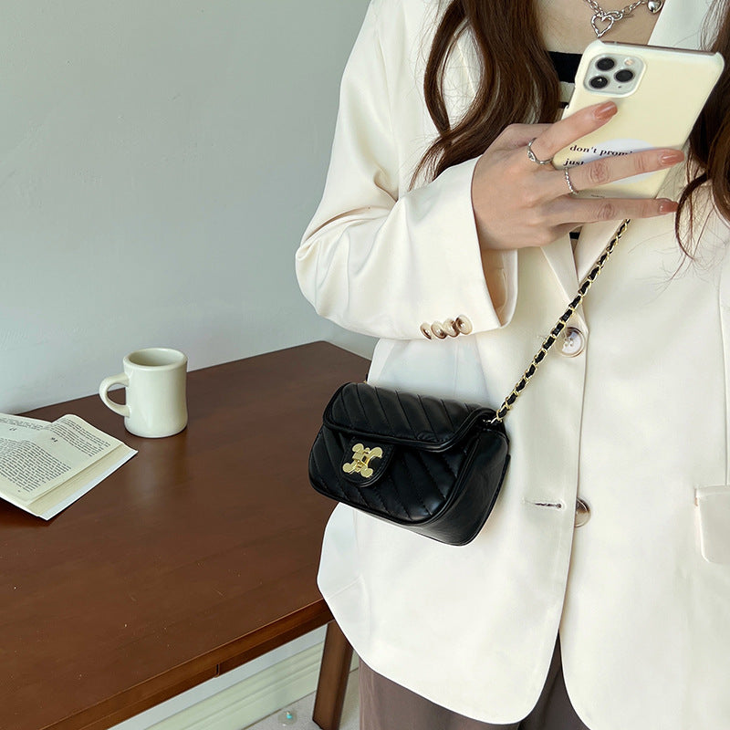 Texture Female Lucky Beads Diamond Style Chain Crossbody Bags
