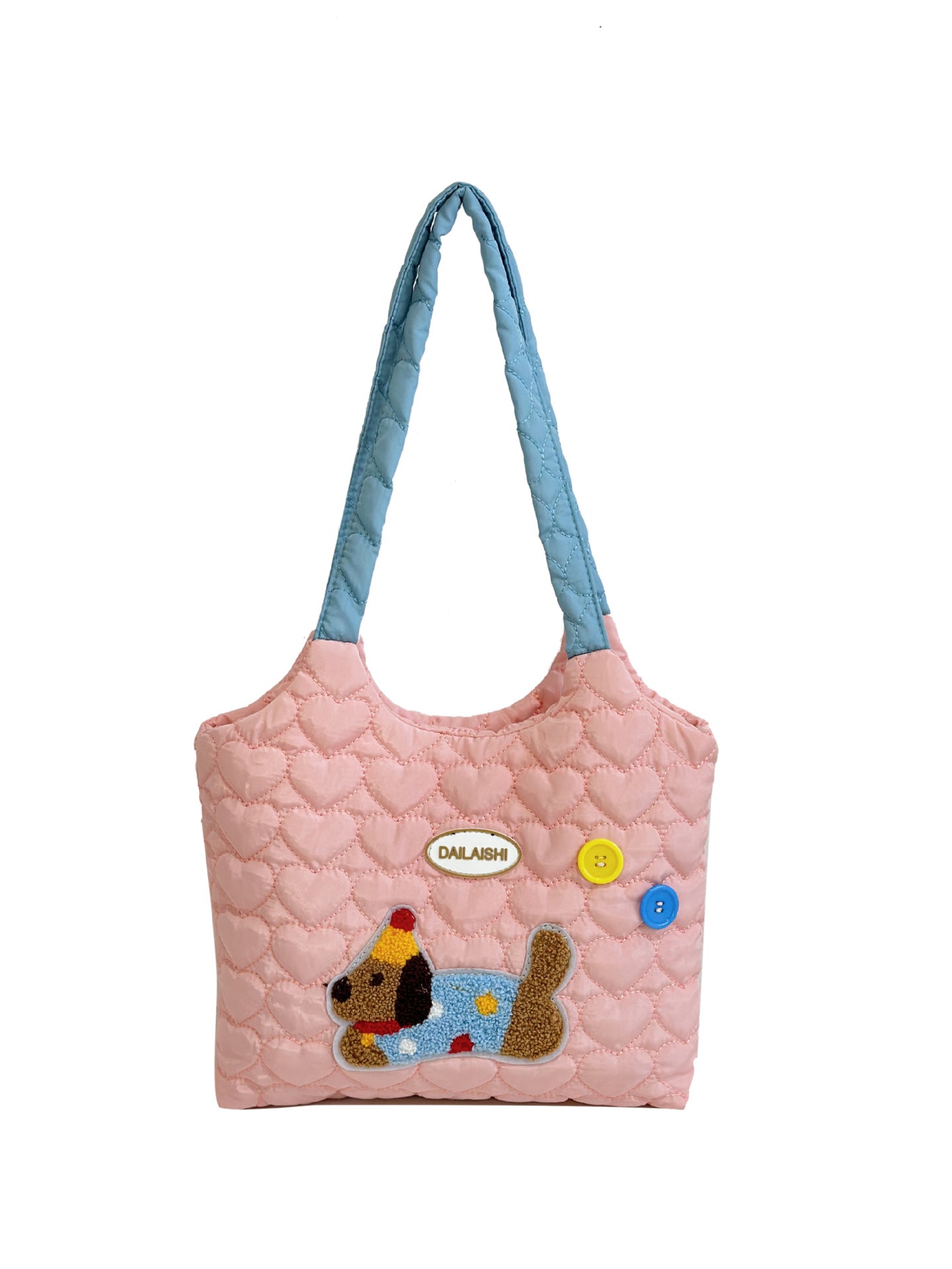Women's Cartoon Quilted Love Hand Shopping Mummy Shoulder Bags