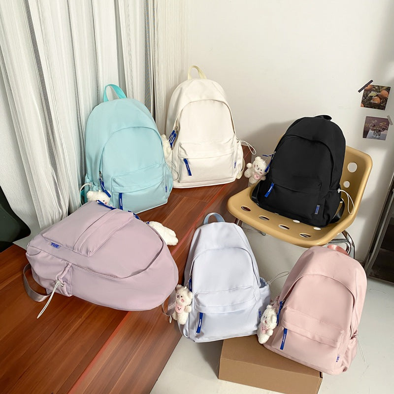 Women's & Men's & Korean Style Solid Color Nylon Backpacks