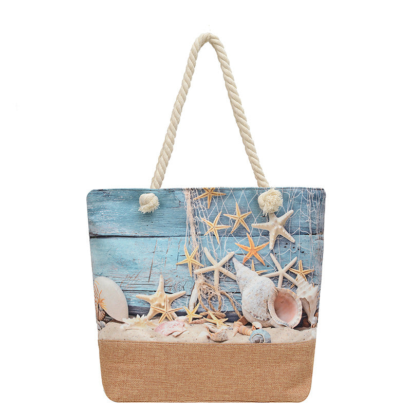 Style Linen Seaside Fashion Canvas Hemp Shoulder Bags