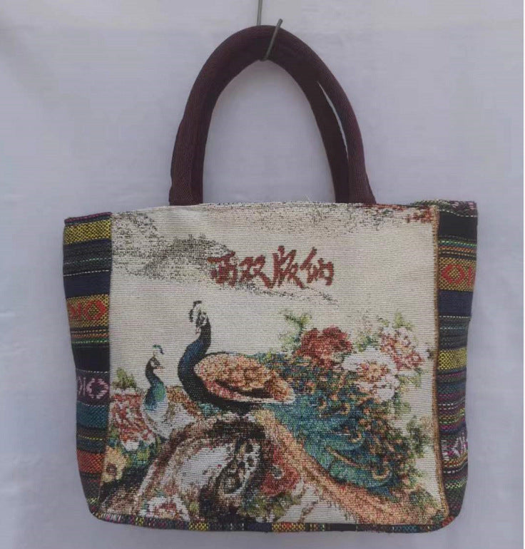Large Capacity Double Sided Embroidery Elephant Shoulder Bags
