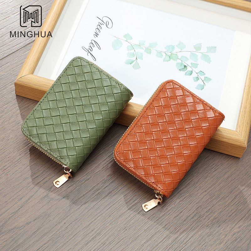 Women's Woven Short Simple Winter Pattern Zipper Purses