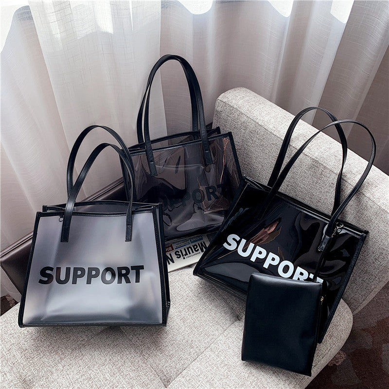 Women's Autumn Transparent Trendy Fashion Commute Jelly Shoulder Bags
