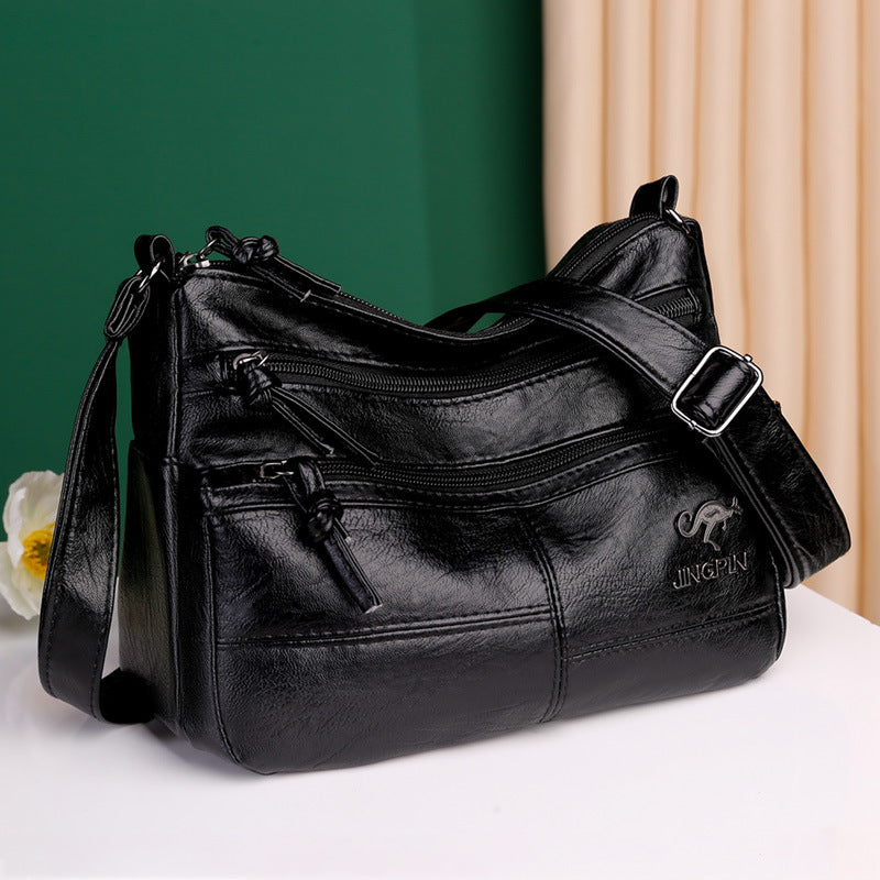 Women's Soft Leather Textured Fashion Simple Trend Retro Large Crossbody Bags