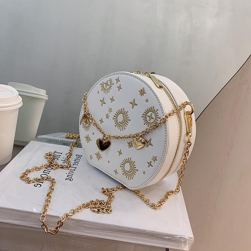 Women's Vintage Embroidered Round Star Moon Personality Shoulder Bags