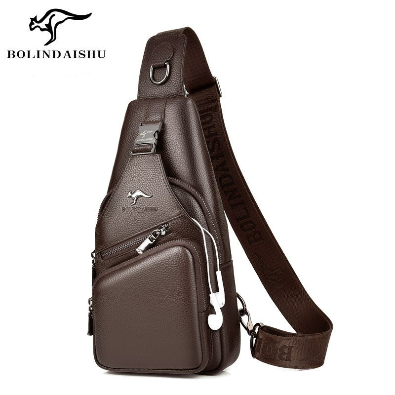 Men's Durable First Layer Cowhide Leather Men's Chest Bags