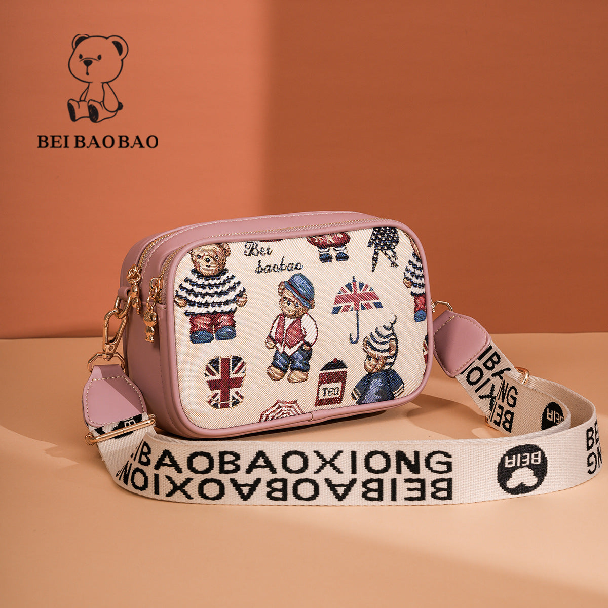 Cartoon Bear Trendy Contrast Color Sweet Women's Shoulder Bag