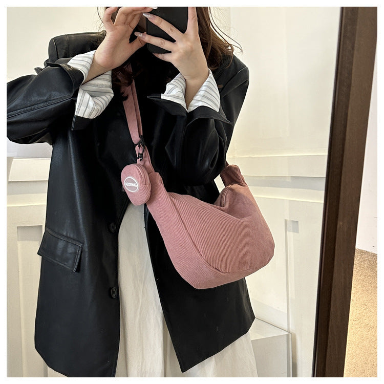Women's Corduroy Lightweight Large Capacity Dumpling Cloth Crossbody Bags