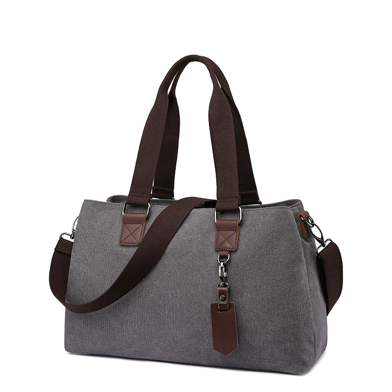 Women's Canvas Portable Solid Color Zipper Shoulder Bags