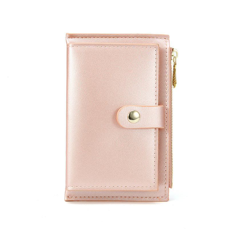 Women's Simple Korean Style Pearl Zipper Multiple Ladies Wallets