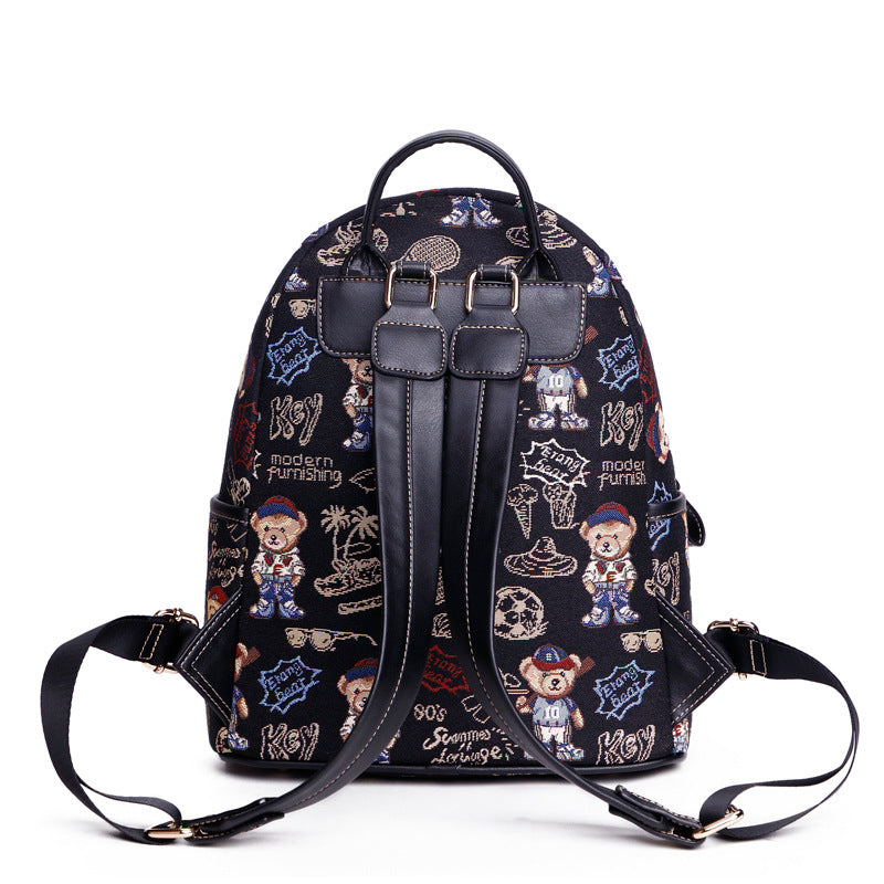 Women's Bear Attachment Figured Cloth Mini Backpacks