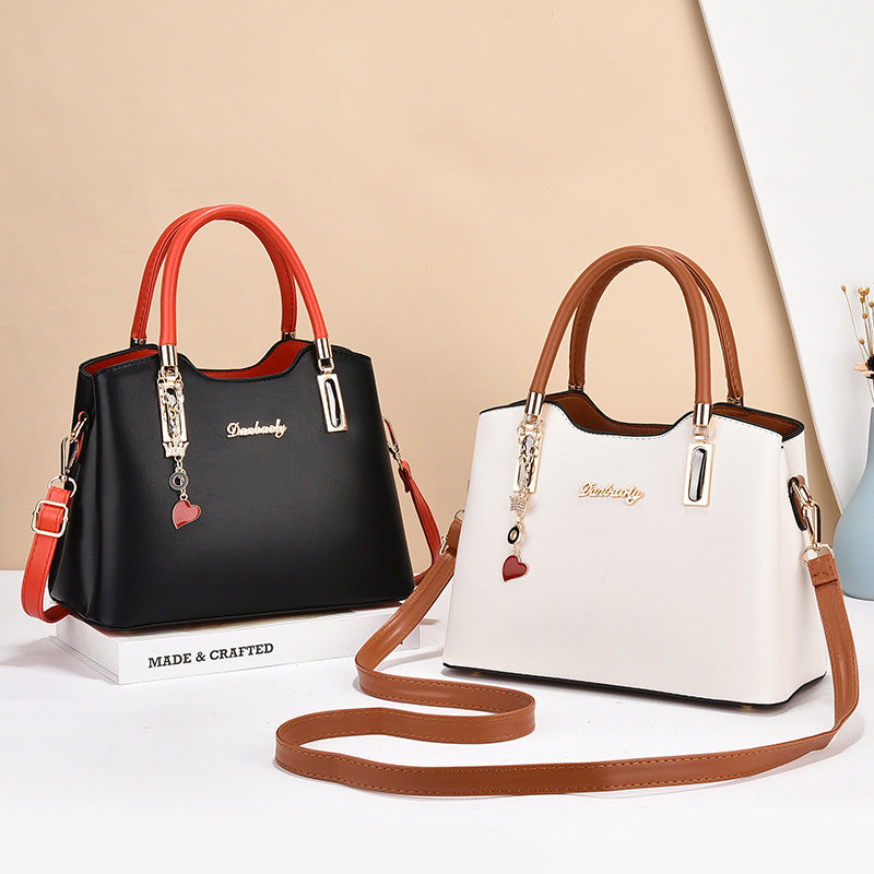 Women's Simple Contrast Color Large Capacity Mom Handbags