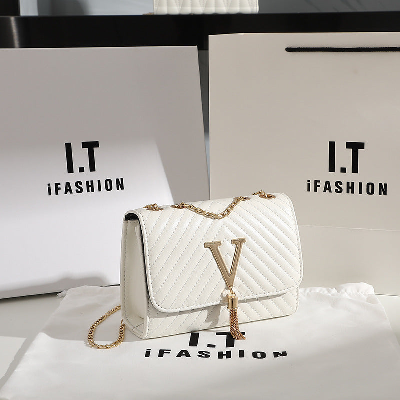 Women's Fashion Striped Embroidered Tassel Decoration Women's Messenger Bag