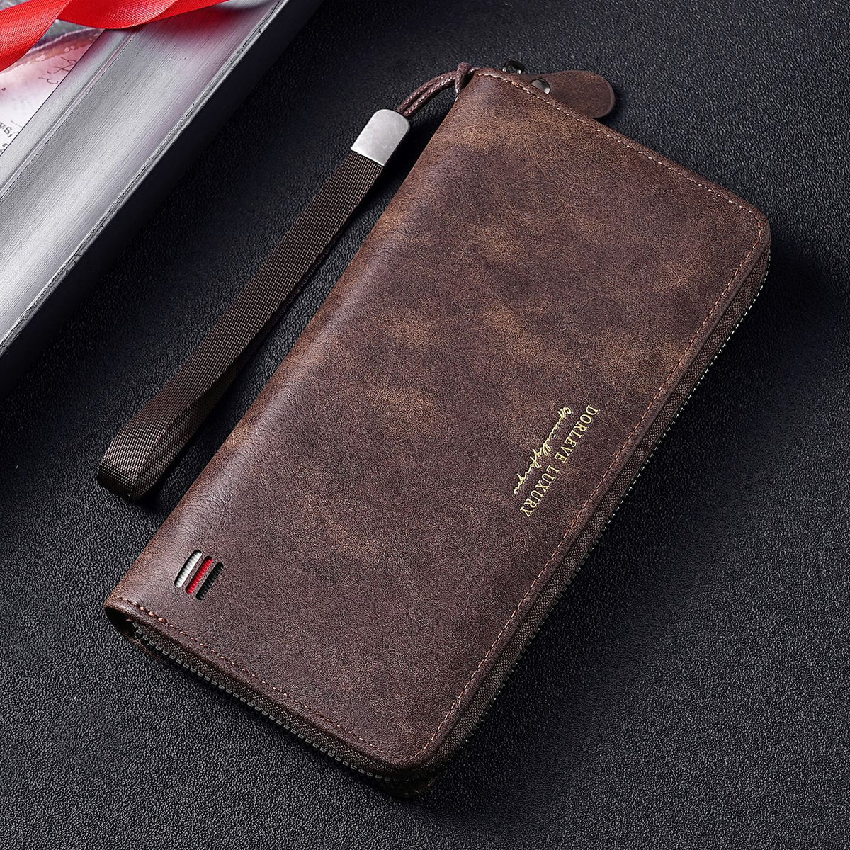 Men's Zipper Long Storage Business Elite Handbags