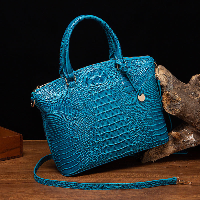 Women's Portable Retro Crocodile Pattern Brahmin Crossbody Bags