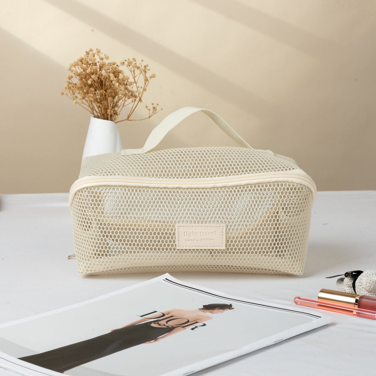 Hollow Mesh Large Capacity High Sense Multifunctional Partition Toiletry Makeup Bag