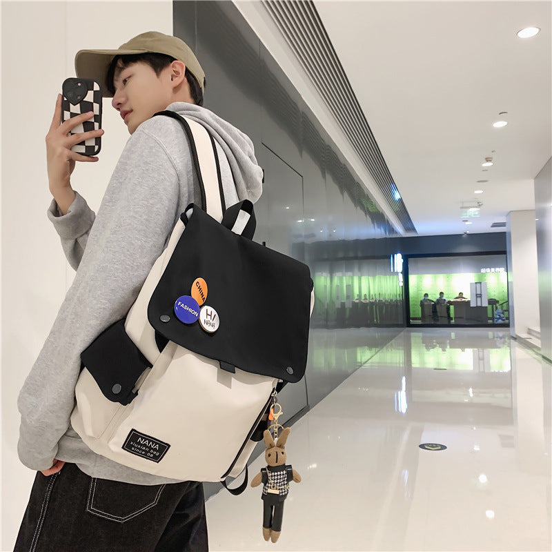 Women's & Men's & Contrast Color Large Capacity Junior High Backpacks