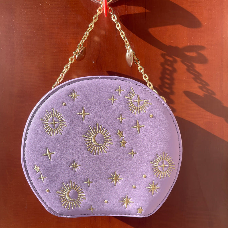 Women's Vintage Embroidered Round Star Moon Personality Shoulder Bags