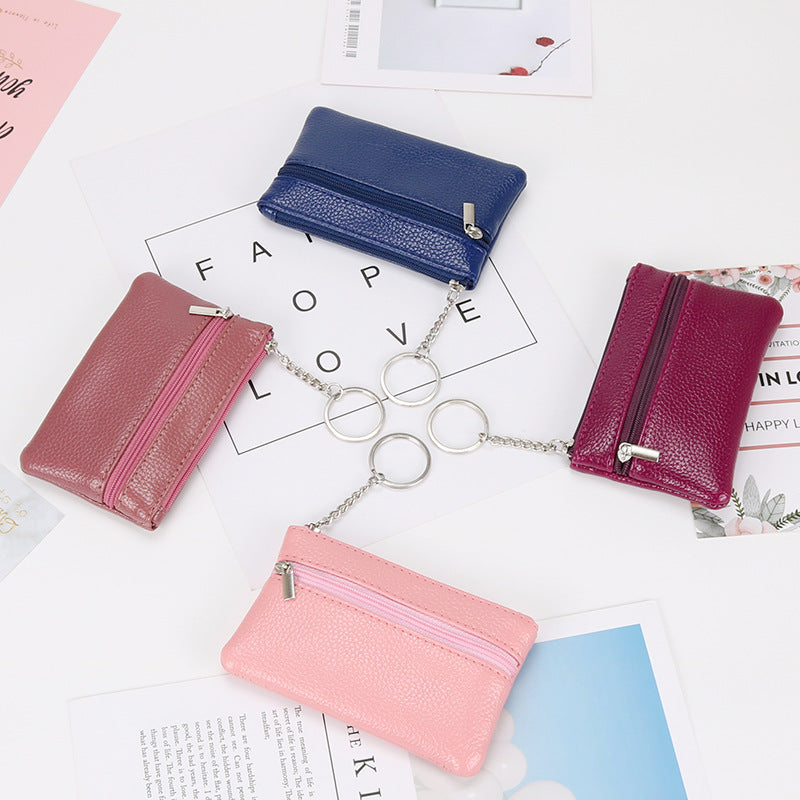 Authentic Leather Tactile Feel Female Mini Short Coin Purses