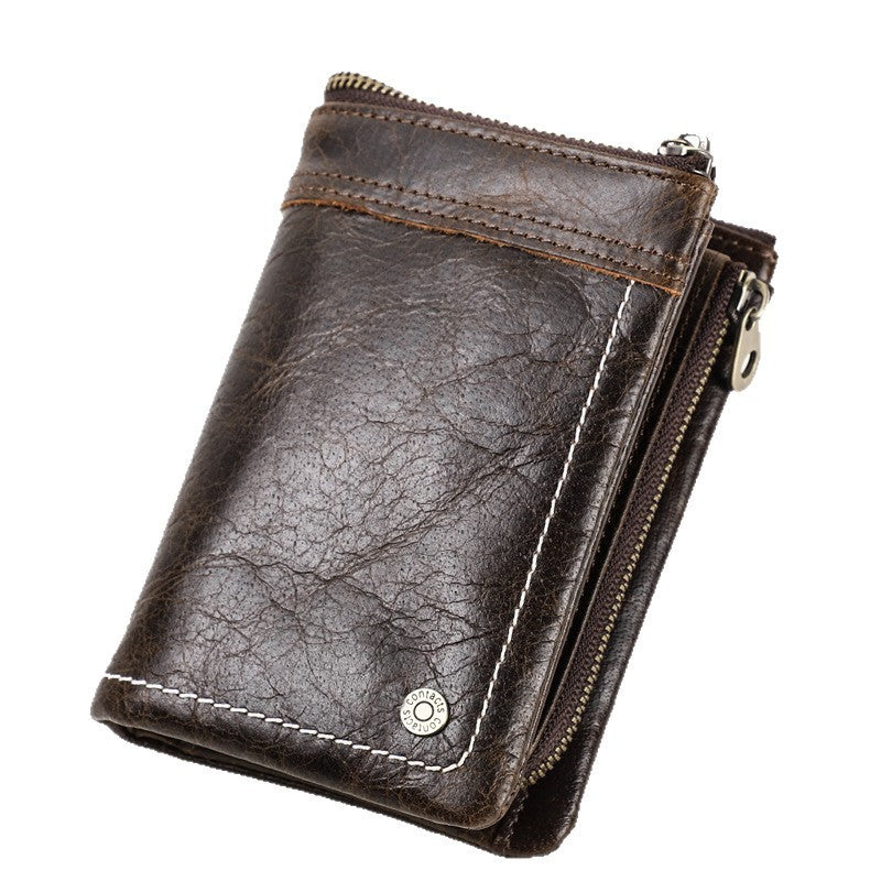 Men's Black Angel First Layer Cowhide Swiping Men's Wallets